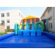 Custom Inflatable Water Parks Pool With Slide And Toys On Land