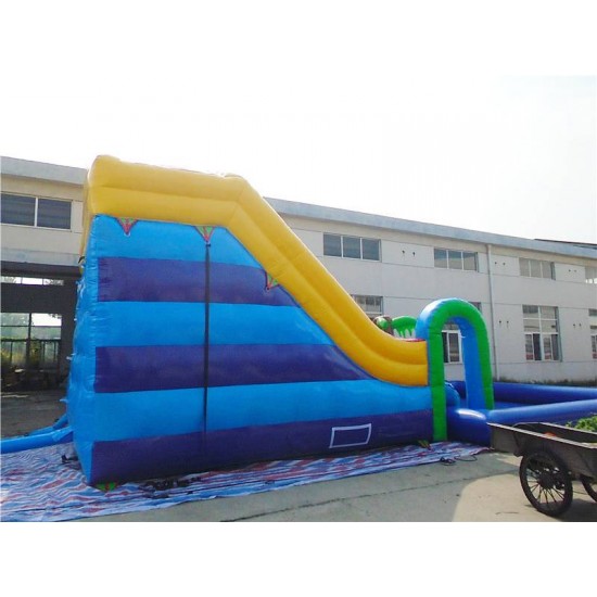 Custom Inflatable Water Parks Pool With Slide And Toys On Land